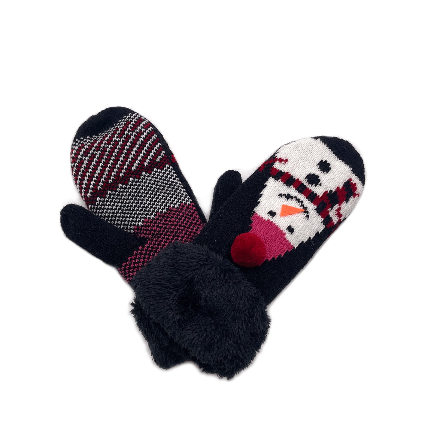 Snowman Mitten With Faux Fur Cuff