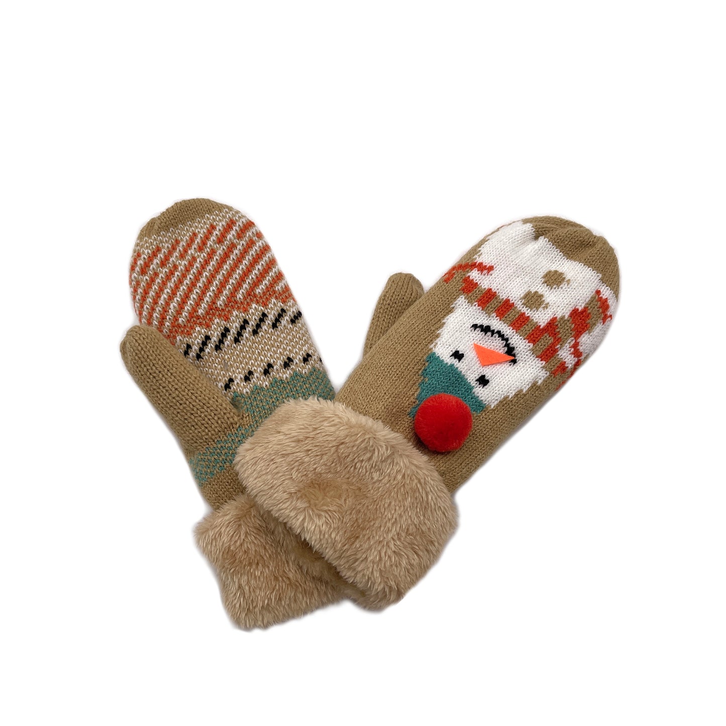 Snowman Mitten With Faux Fur Cuff