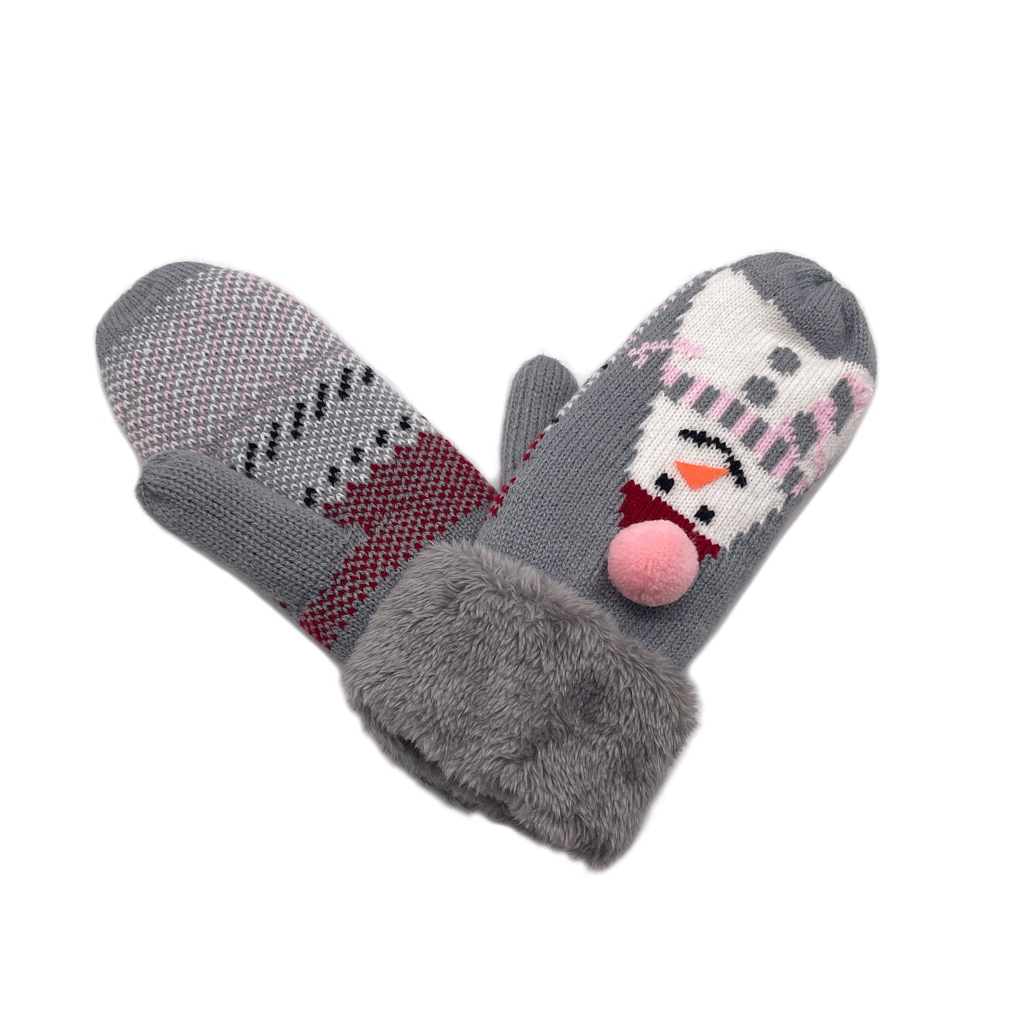 Snowman Mitten With Faux Fur Cuff