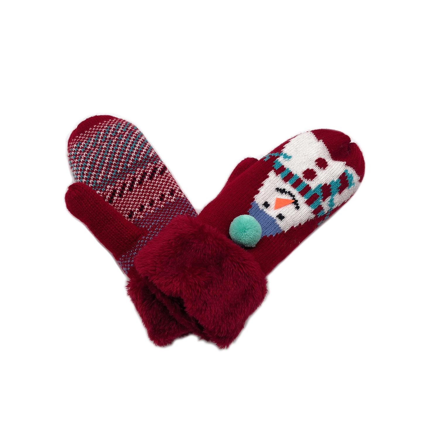 Snowman Mitten With Faux Fur Cuff