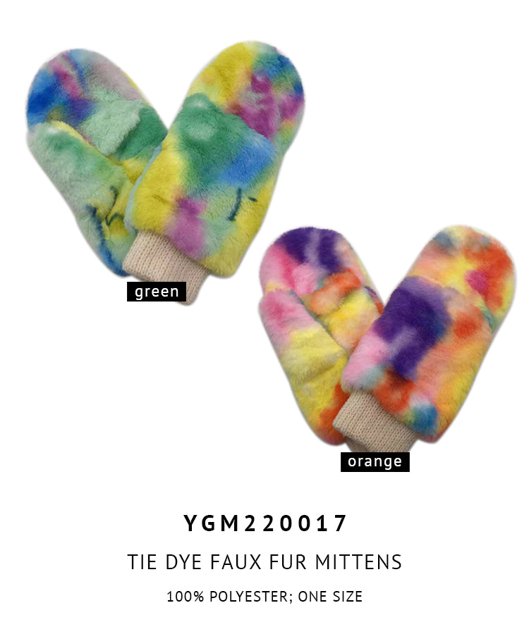 Tie Dye Faux Fur Mittens