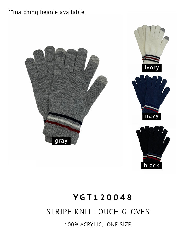 Stripe Knit Touch Gloves