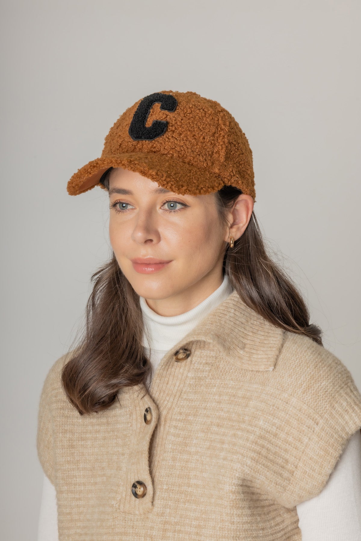 Letter C Sherpa Baseball Cap (Big Letter)