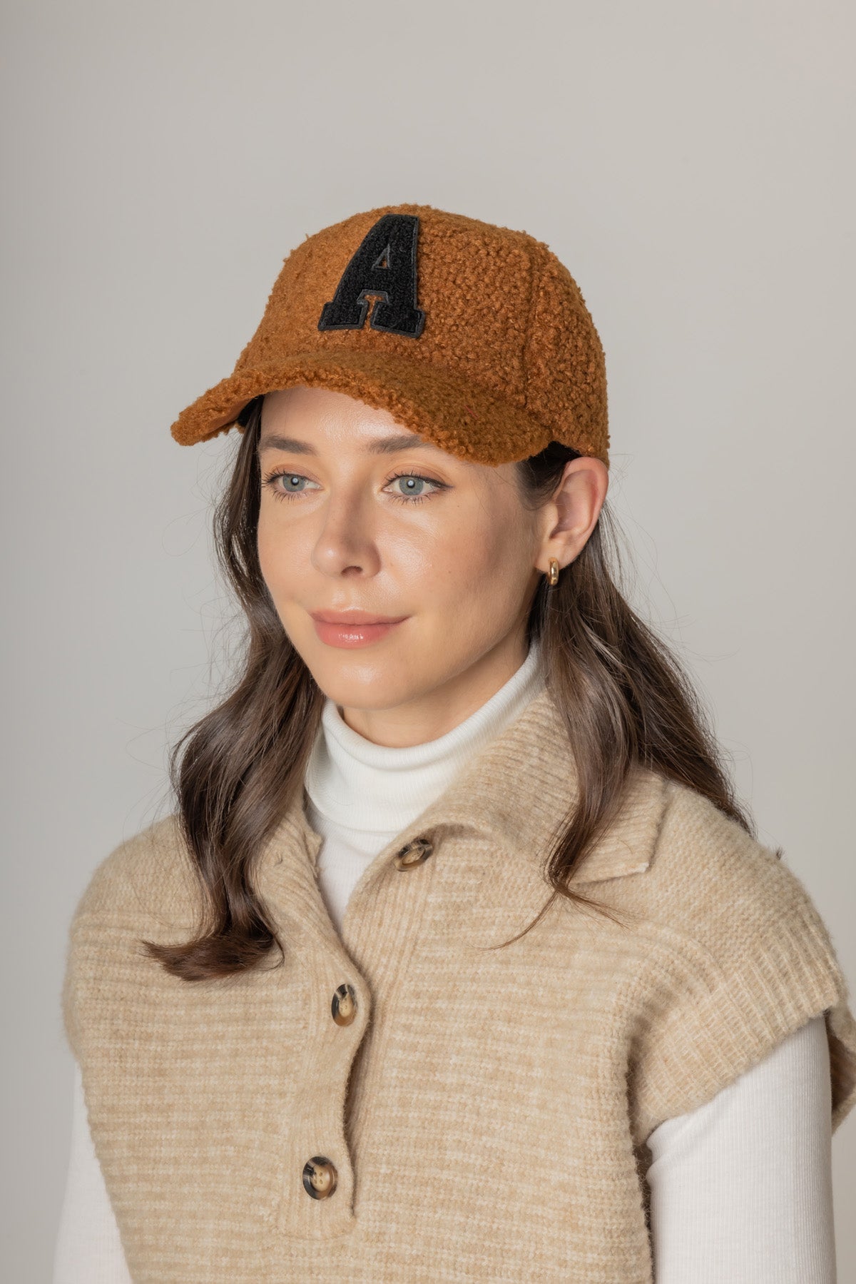 Letter A Sherpa Baseball Cap (Big Letter)