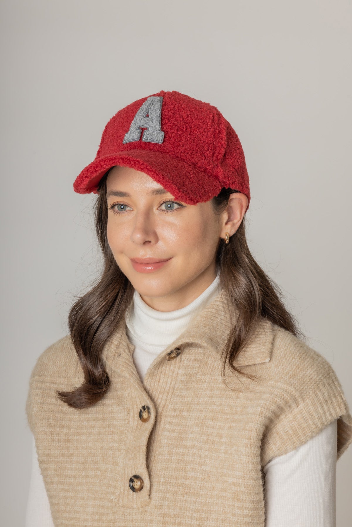 Letter A Sherpa Baseball Cap (Big Letter)