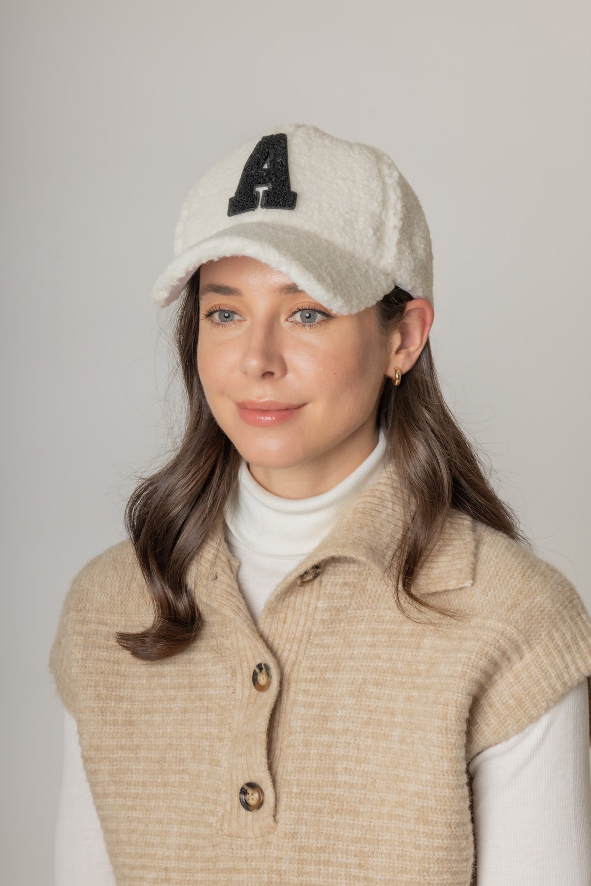 Letter A Sherpa Baseball Cap (Big Letter)