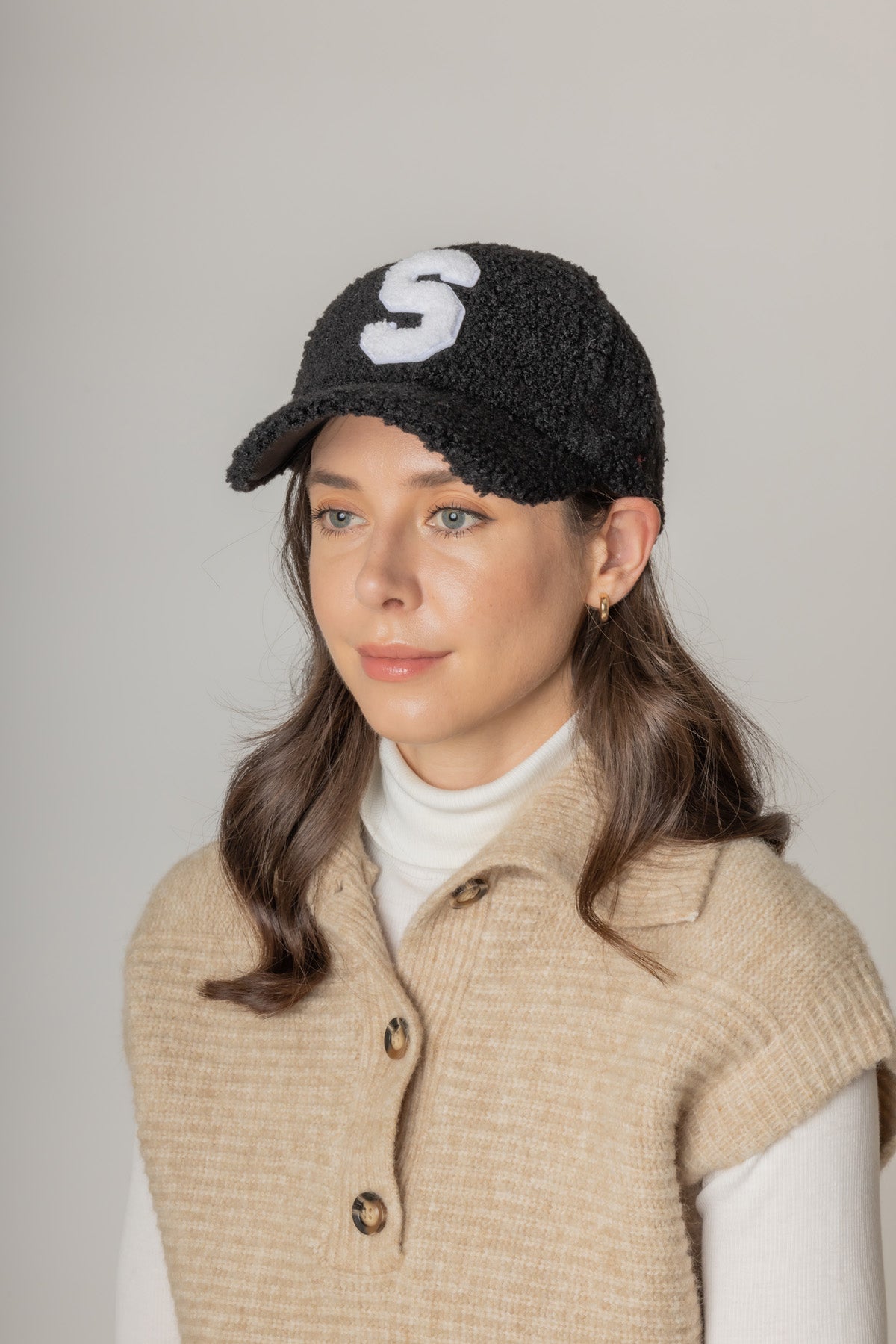 Letter S Sherpa Baseball Cap (Big Letter)