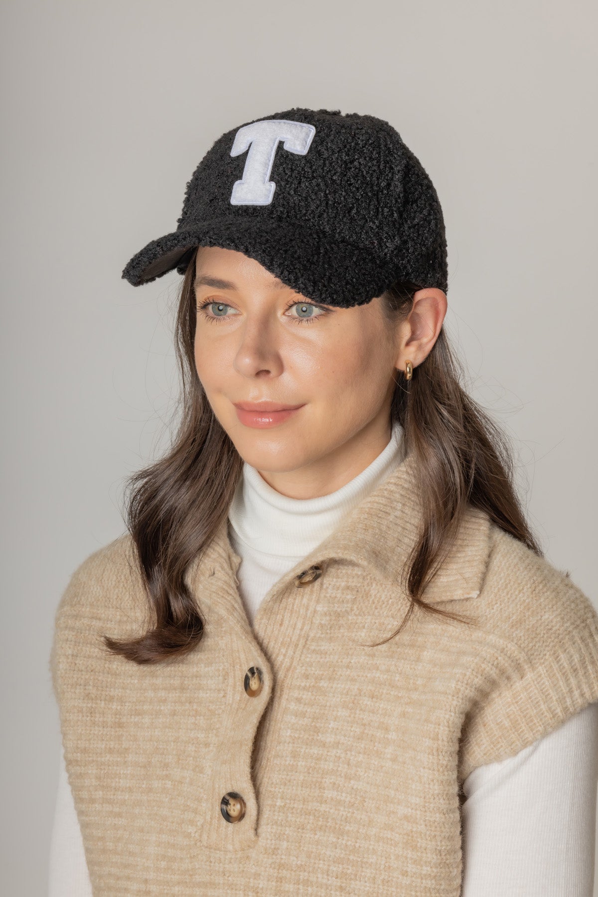 Letter T Sherpa Baseball Cap (Big Letter)