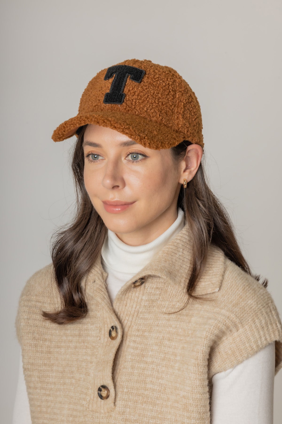 Letter T Sherpa Baseball Cap (Big Letter)