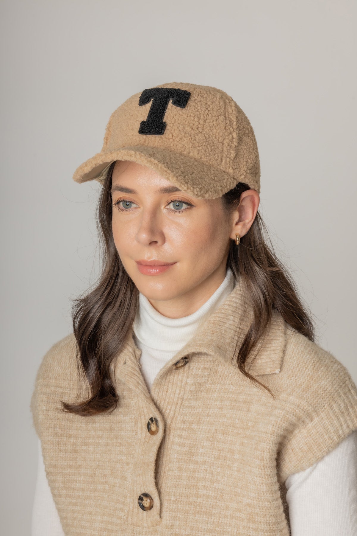 Letter T Sherpa Baseball Cap (Big Letter)