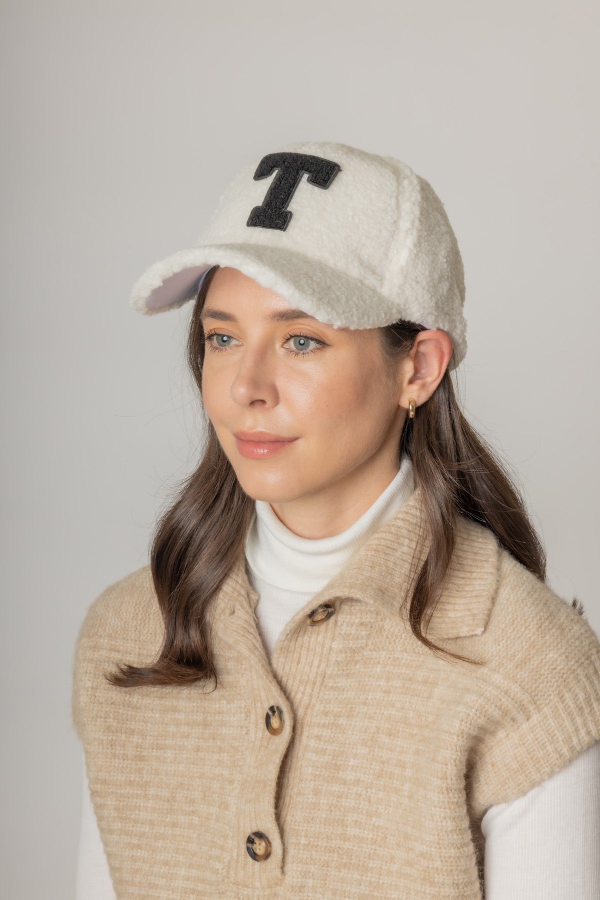 Letter T Sherpa Baseball Cap (Big Letter)