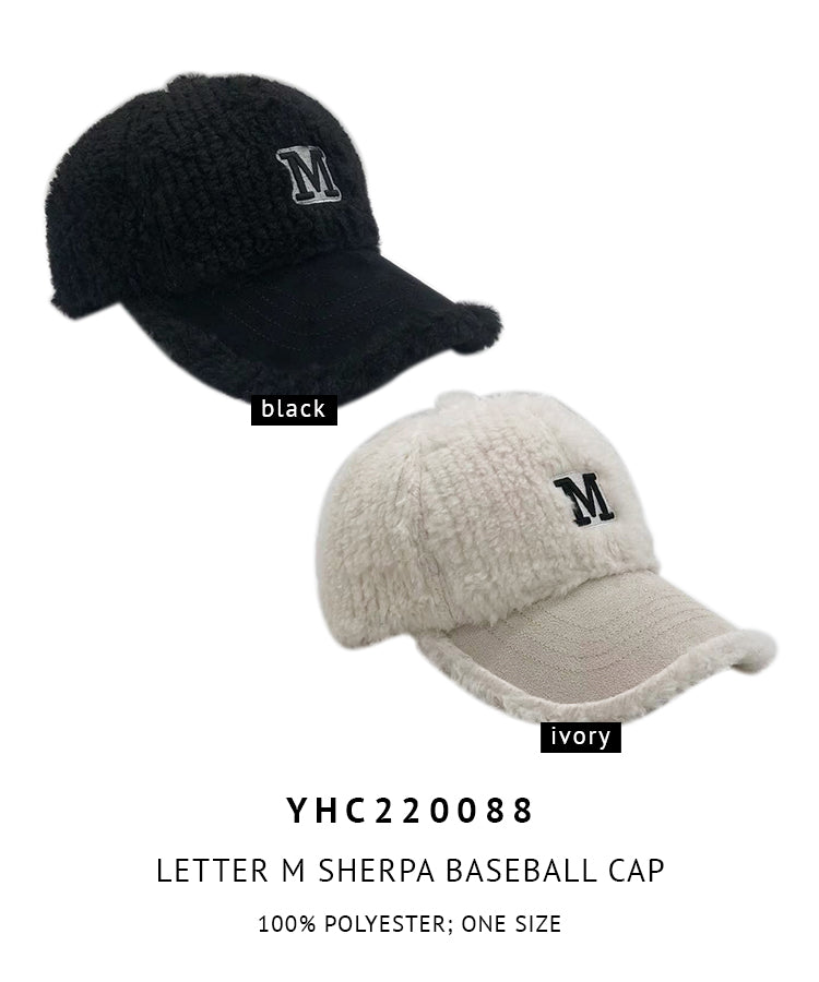 Letter M Sherpa Baseball Cap