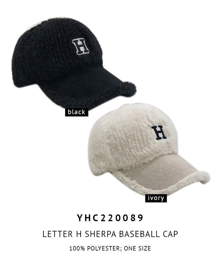 Letter H Sherpa Baseball Cap