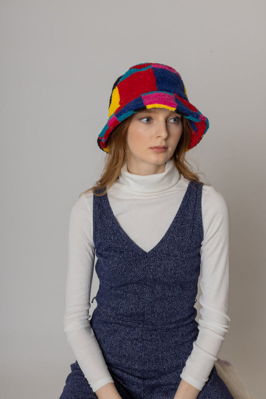 Color Block Sherpa Bucket Hat