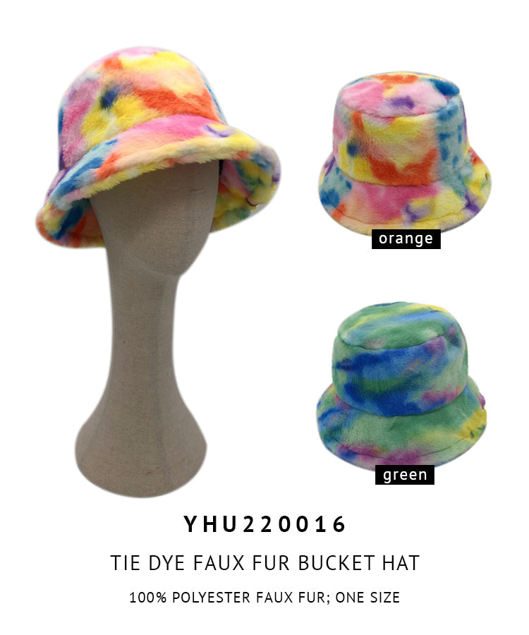 Tie Dye Faux Fur Bucket Hat