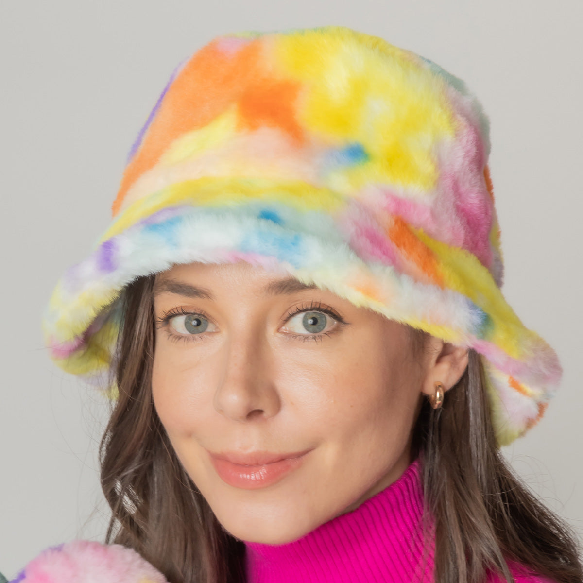 Tie Dye Faux Fur Bucket Hat