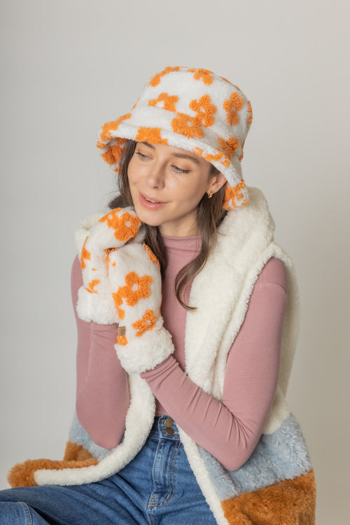 Flower Sherpa Mittens