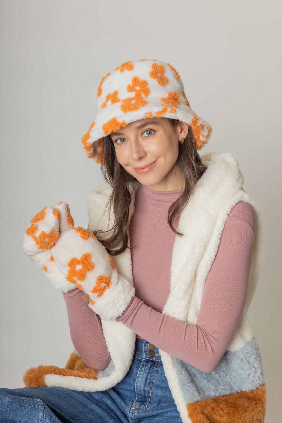 Flower Sherpa Bucket Hat