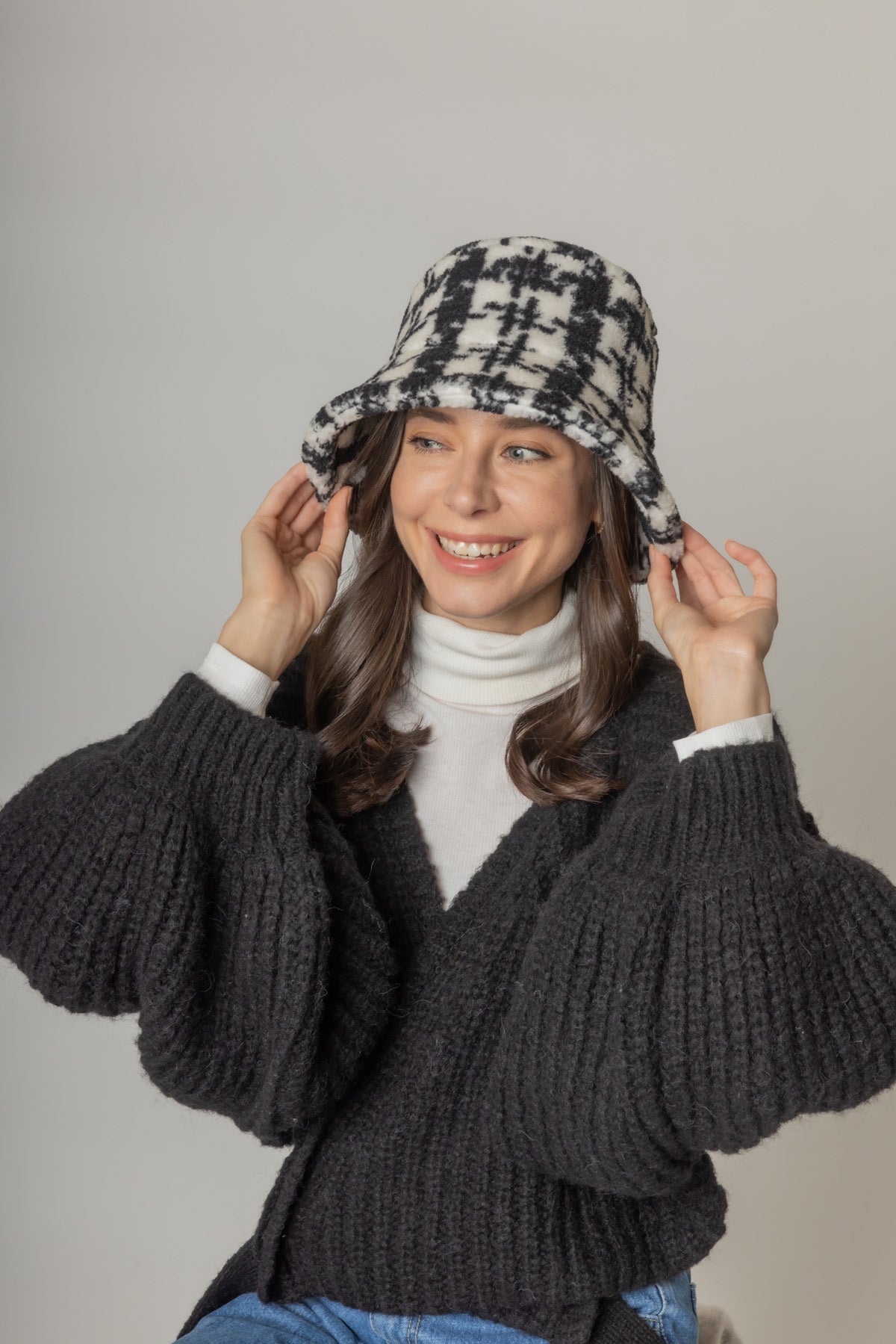 Plaid Sherpa Bucket Hat