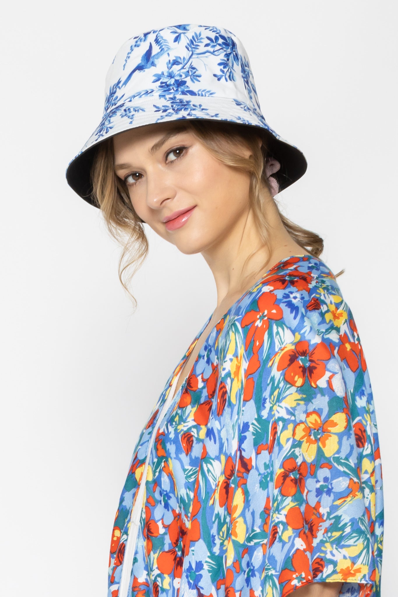 Reversible Oriental Floral Bucket Hat