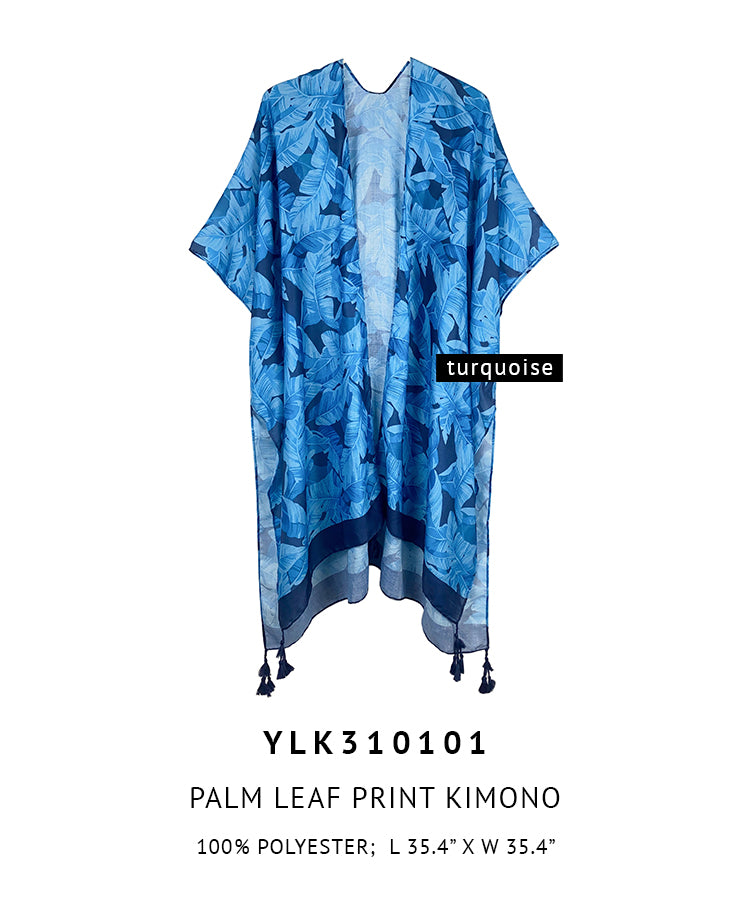 Palm Leaf Print Kimono