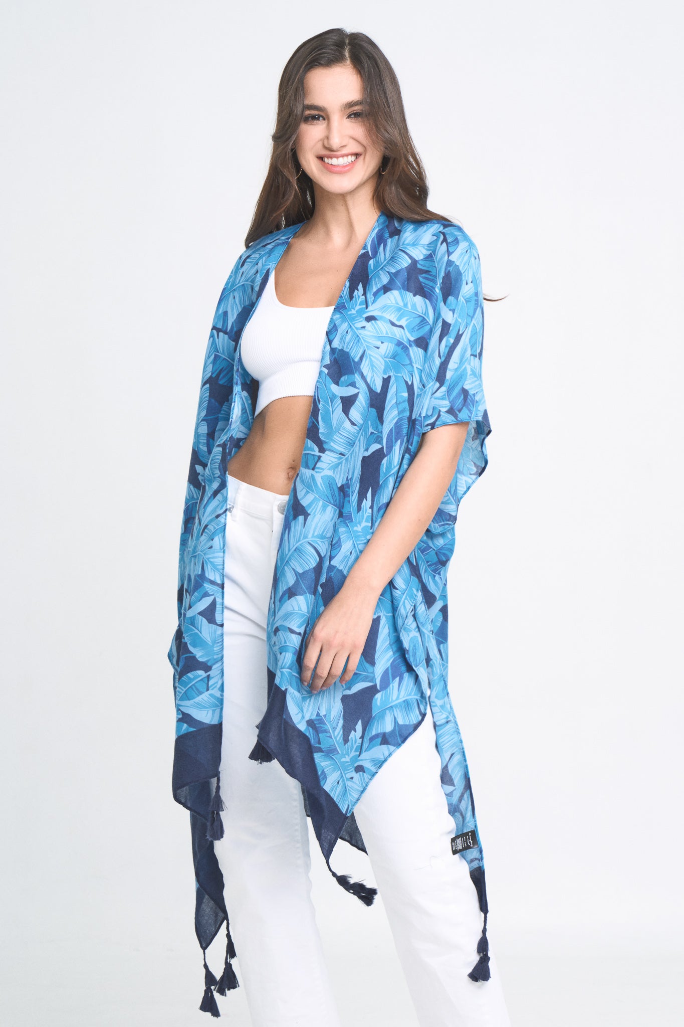 Palm Leaf Print Kimono