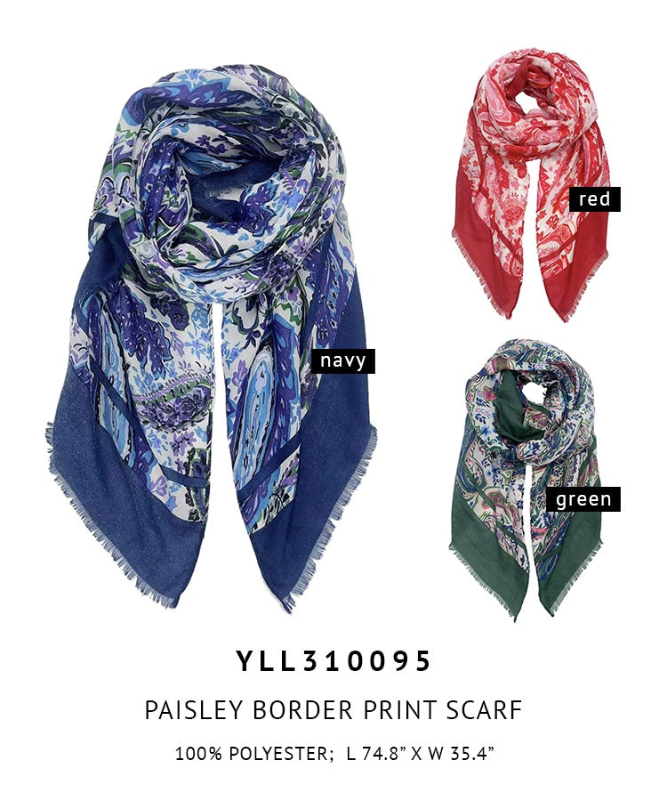 Paisley Border Print Scarf